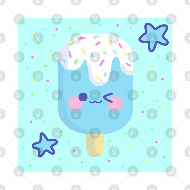 Kawaii Blue Ice Pop by casserolestan