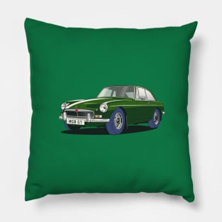 MGB GT Vintage Car in Green Pillow