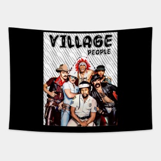 Retro Style Village People Band Tapestry