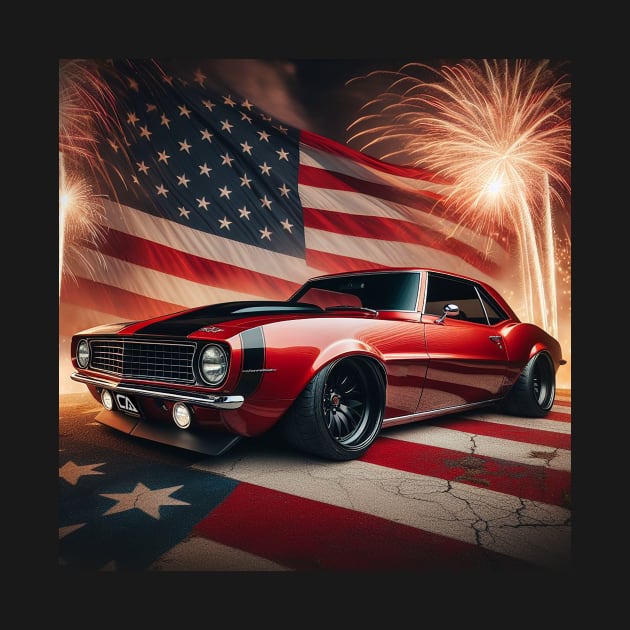 Chevrolet Camaro and The American Flag by Gas Autos by GasAut0s