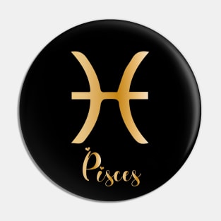 Pisces Zodiac Sign golden Pin