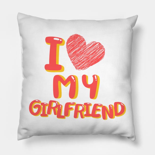 I Love My Girlfriend Heart Balloons White Pillow by EvolvedandLovingIt