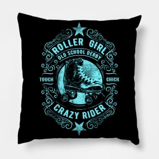 Roller Girl in Aqua Pillow