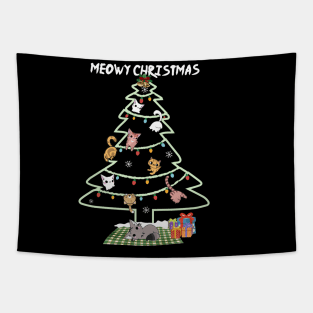 Merry Catmas Funny Cat Mom Cat Dad Christmas Cat Tapestry