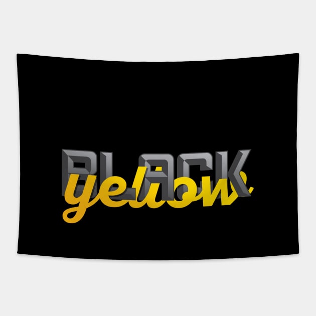 Black and Yellow Pittsburgh Fan Tapestry by polliadesign