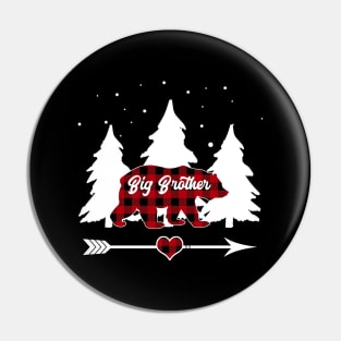 Big Brother Bear Buffalo Red Plaid Matching Family Christmas Pin