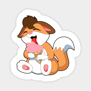 Fox with Strawberry Ice cream Magnet