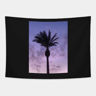 Tropical Palm Tree with beautiful sunset in violet, blue and pink Tapestry