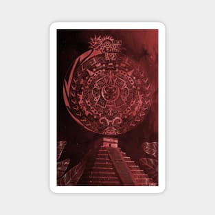 the aztec calendar in dragon quetzalcoatl night Magnet