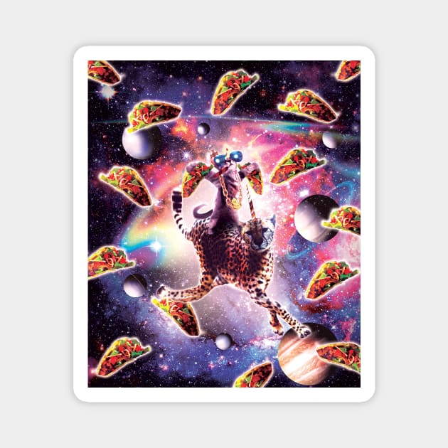 Thug Space Cat On Cheetah Unicorn With Taco Magnet by Random Galaxy