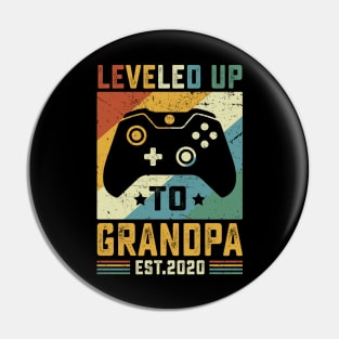 Vintage Leveled Up To Grandpa Est.2020 Pin