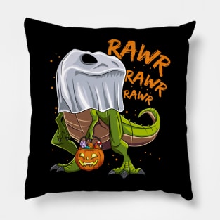 Trick Rawr Trick Halloween Dinosaur Ghost T Rex Pillow