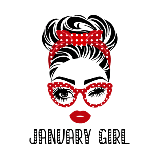 January Girl Woman Face Wink Eyes Lady Face Birthday Gift T-Shirt