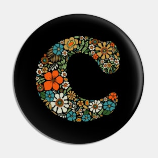 Hippie Floral Letter C Pin