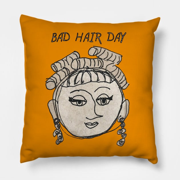 Bad Hair Day Pillow by Jan4insight TeeStore