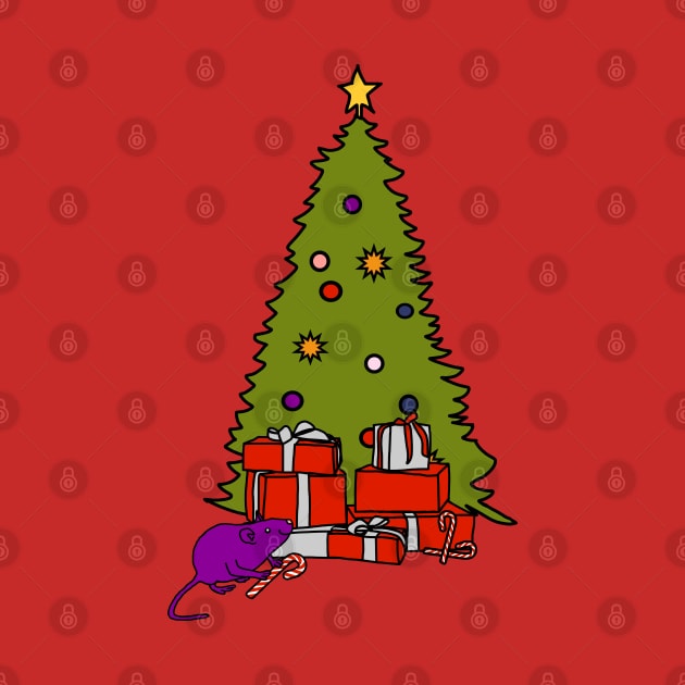 Rat with Candy Cane and Christmas Tree by ellenhenryart