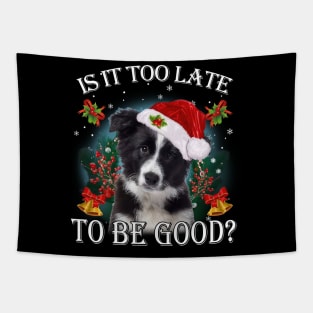 Santa Border Collie Christmas Is It Too Late To Be Good Tapestry