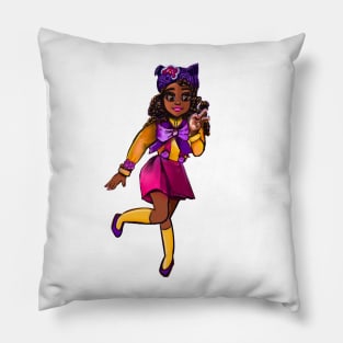 Cute African American girl cartoon, anime - gamer girls Pillow