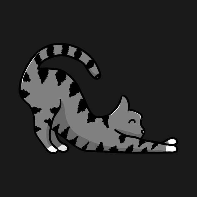 2D grey cat stretching by AshStore