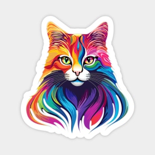 Cat Portrait Rainbow Colors Magnet