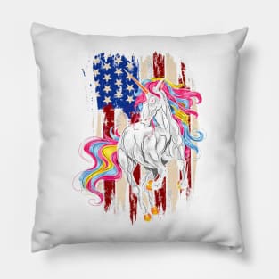 Americorn Patriotic Unicorn America Stars Flag Premium Pillow