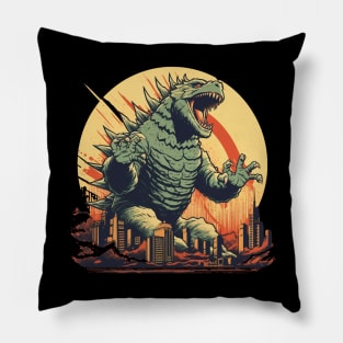 Retro Vintage Godzilla Monster FanArt Propaganda Poster Pillow