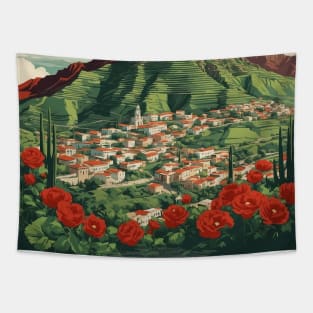 Bernal Queretaro Mexico Tourism Travel Vintage Poster Tapestry