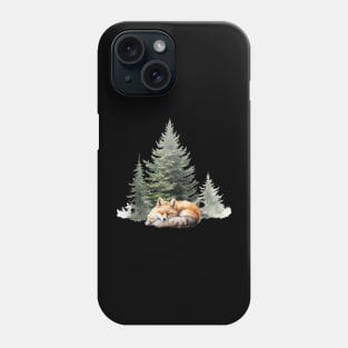 sleeping fox  In Front of Trees Phone Case