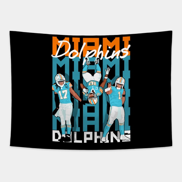 Tua tagovailoa x tyreek hill x jaylen waddle waddle - miami dolphins Tapestry by Mic jr