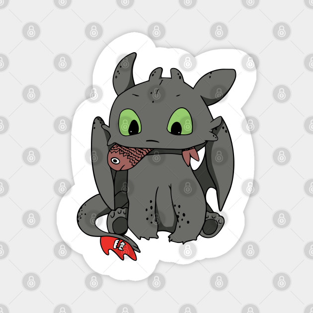 Cute Hungry Toothless Night Fury With Fish Httyd Dragon Toothless The Dragon Magnet Teepublic Felt like drawing a night fury! cute hungry toothless night fury with fish httyd dragon