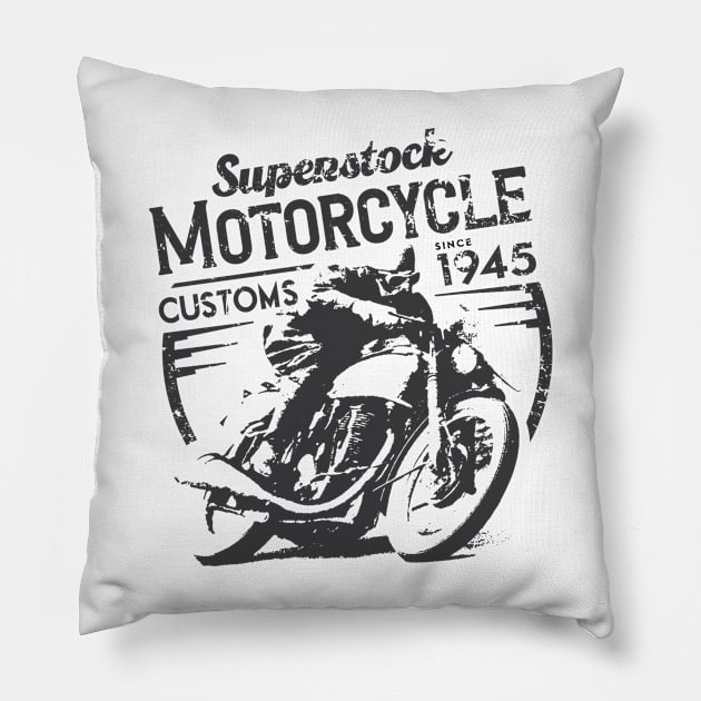 Vintage Superstock Motorcycle Customs Pillow by SilverfireDesign