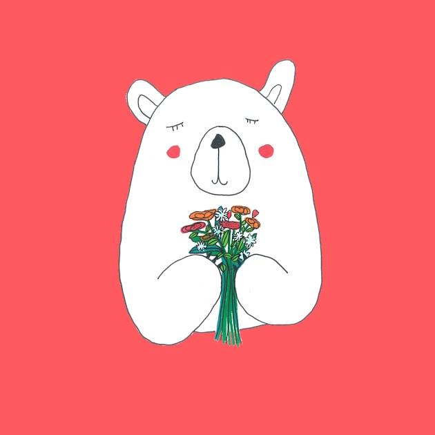 Polar Bear With Flowers by DoodlesAndStuff