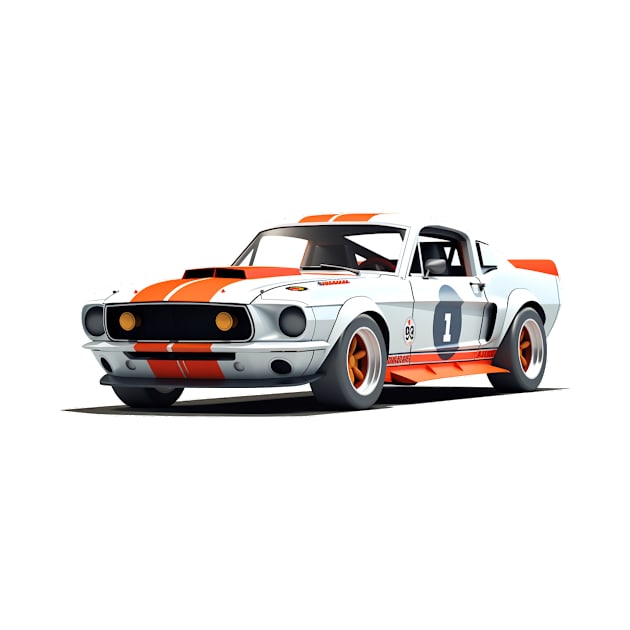 69 Mustang Fastback Racecar Cartoon by SynchroDesign