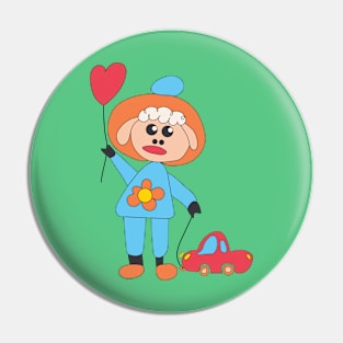 Sheep with a balloon and a car Pin