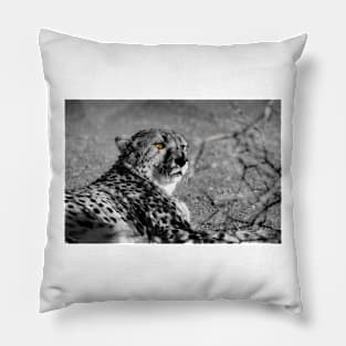 Cheetah black and white Pillow