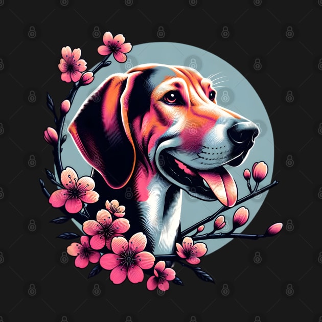 Plott Hound Revels in Spring Cherry Blossoms by ArtRUs