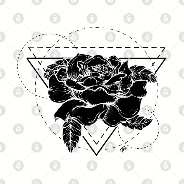 Rose Geometric accent design tattoo by Juliet & Gin