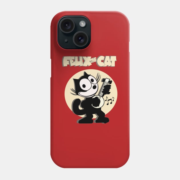 Banjo Playing Musical Felix Old School Retro Cat Cartoon Art Phone Case by VogueTime