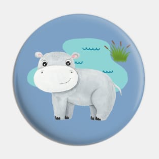 Adorable Baby Hippopotamus Pin