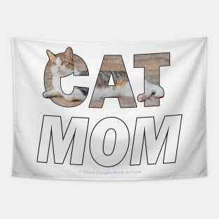 Cat mom - tabby white cat oil painting word art Tapestry