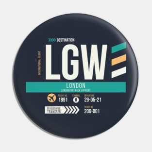 London (LGW) Airport Code Baggage Tag Pin