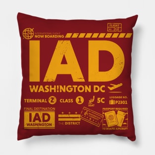 Vintage Washington DC IAD Airport Code Travel Day Retro Travel Tag Light Pillow