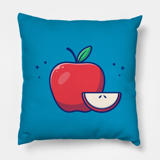 Apple And Slices Of Apple Cartoon Pillow by Catalyst Labs