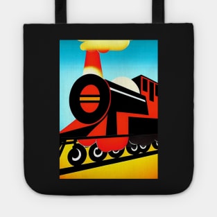 POPART COMIC STYLE RED AND BLACK STEAM TRAIN Tote