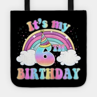 I'M 6 Years Old It'S My 6Th Birthday Tie Dye Rainbow Kids Tote