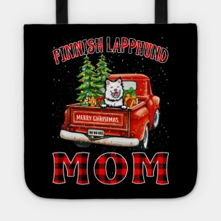 Christmas Finnish Lapphund Mom Santa Hat Truck Tree Plaid Dog Mom Christmas Tote