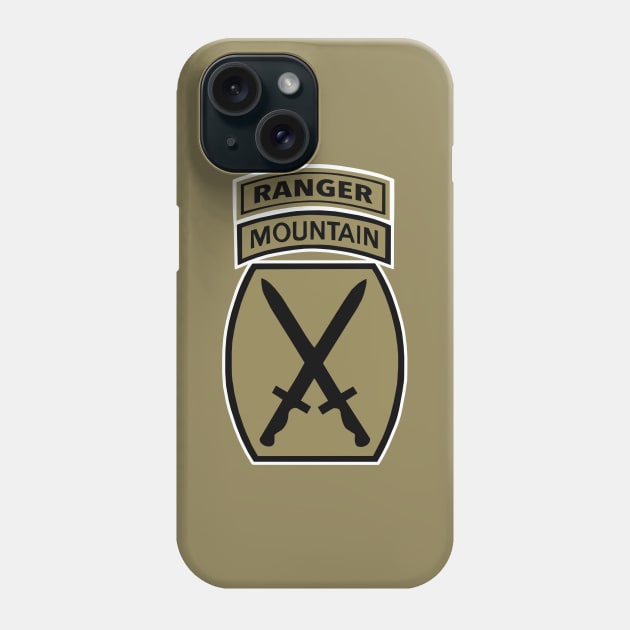 10th Mountain Division Ranger Brown Tab Phone Case by Trent Tides