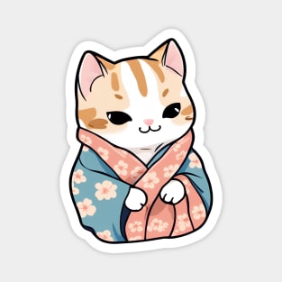 Cute cat in a kimono Magnet