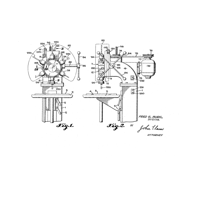 Drill Press Machine Vintage Patent Drawing by TheYoungDesigns