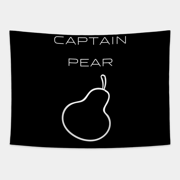 Captain Pear Typography White Design Tapestry by Stylomart